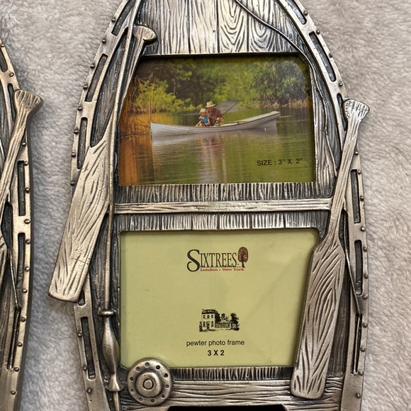 Vintage Sixtress Pewter Double Photo Frames - 3X2 Lot of 2 - Picture 3 of 6